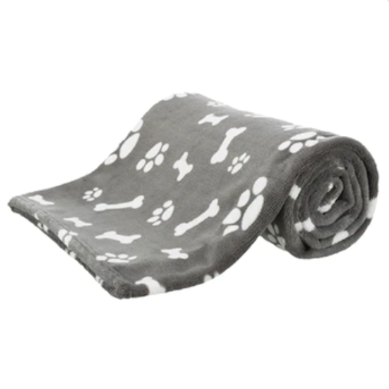 Hundedecke Kenny Fleece Knochen / Pfoten Grau